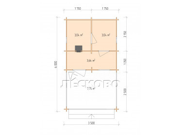 Outdoor sauna "BV" series 3.5×3.5