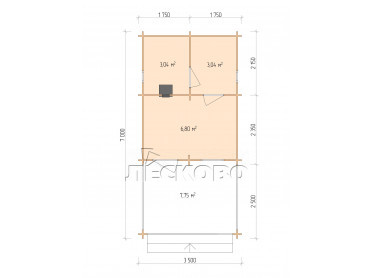 Outdoor sauna "BV" series  3.5×4.5