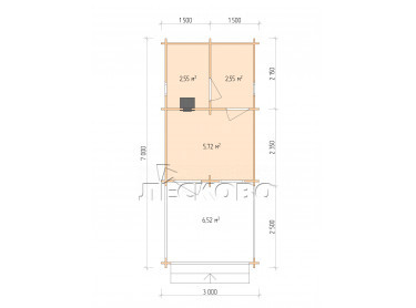 Outdoor sauna "BV" series 3×4.5