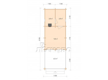 Outdoor sauna "BV" series 3×5.5