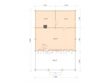 Outdoor sauna "BV" series 5.5×5.5