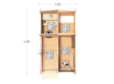 Outdoor sauna "BK" series 3.5×6