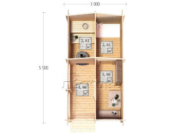 Außensauna "BK" serie 3×5.5