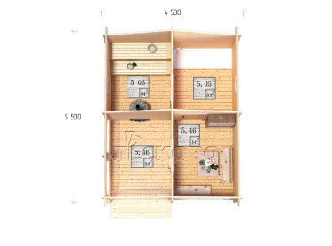 Outdoor sauna "BK" series 4.5×5.5