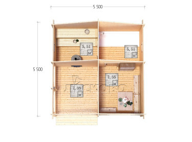 Outdoor sauna "BK" series 5.5×5.5