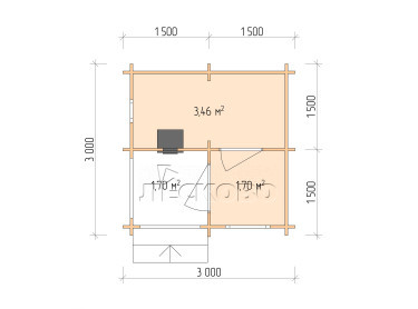 Outdoor sauna "BK" series 3×3