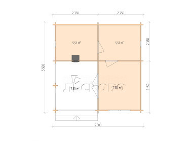 Outdoor sauna "BK" series 5.5×5.5