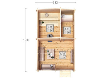 Outdoor sauna "BL" series 3.5×5.5