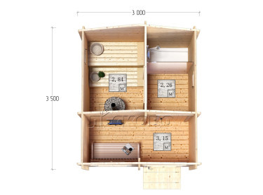 Outdoor sauna "BL" series 3×3.5