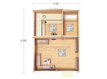 Outdoor sauna "BL" series 4.5×6