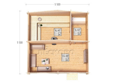 Outdoor sauna "BL" series 5.5×5.5