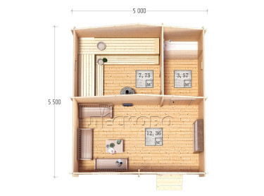 Outdoor sauna "BL" series 5×5.5