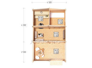 Outdoor sauna "BV" series 4.5×4.5