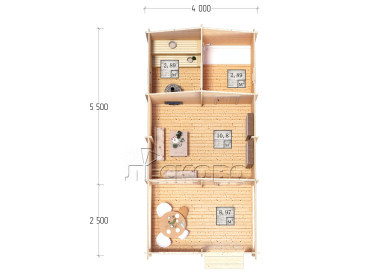 Outdoor sauna "BV" series 4×5.5