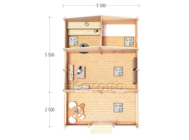 Outdoor sauna "BV" series 5.5×5.5