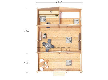 Outdoor sauna "BV" series 6×6