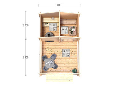 Outdoor sauna "BV" serie 3×2