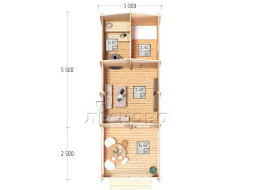 Outdoor sauna "BV" series 3×5.5