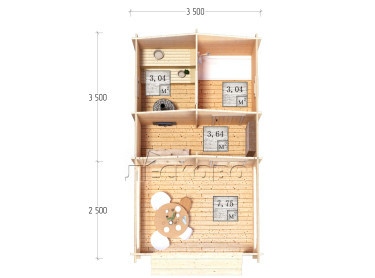 Outdoor sauna "BV" series 3.5×3.5