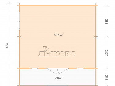 Дачный дом серия "ДСК" 6×5 с верандой 2,5м.