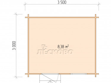 Дачный дом серия "ДСН" 3.5×3 с навесом 1,5м.