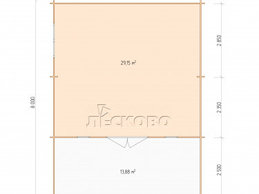 Дачный дом серия "ДСВ" 6×5.5 с верандой 2,5м.