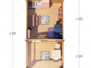 Дачный дом серия "ДСВ" 3.5×4 с верандой 2,5м.