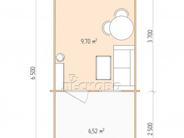 Дачный дом серия "ДСВ" 3×4 с верандой 2,5м.