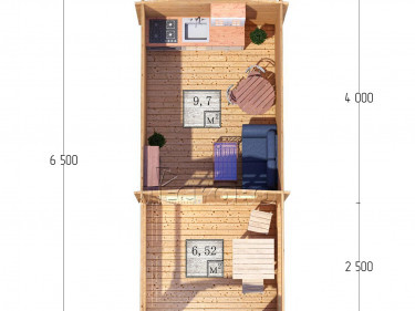 Дачный дом серия "ДСВ" 3×4 с верандой 2,5м.